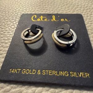 14KT Gold and 925 Silver Hoop Earrings